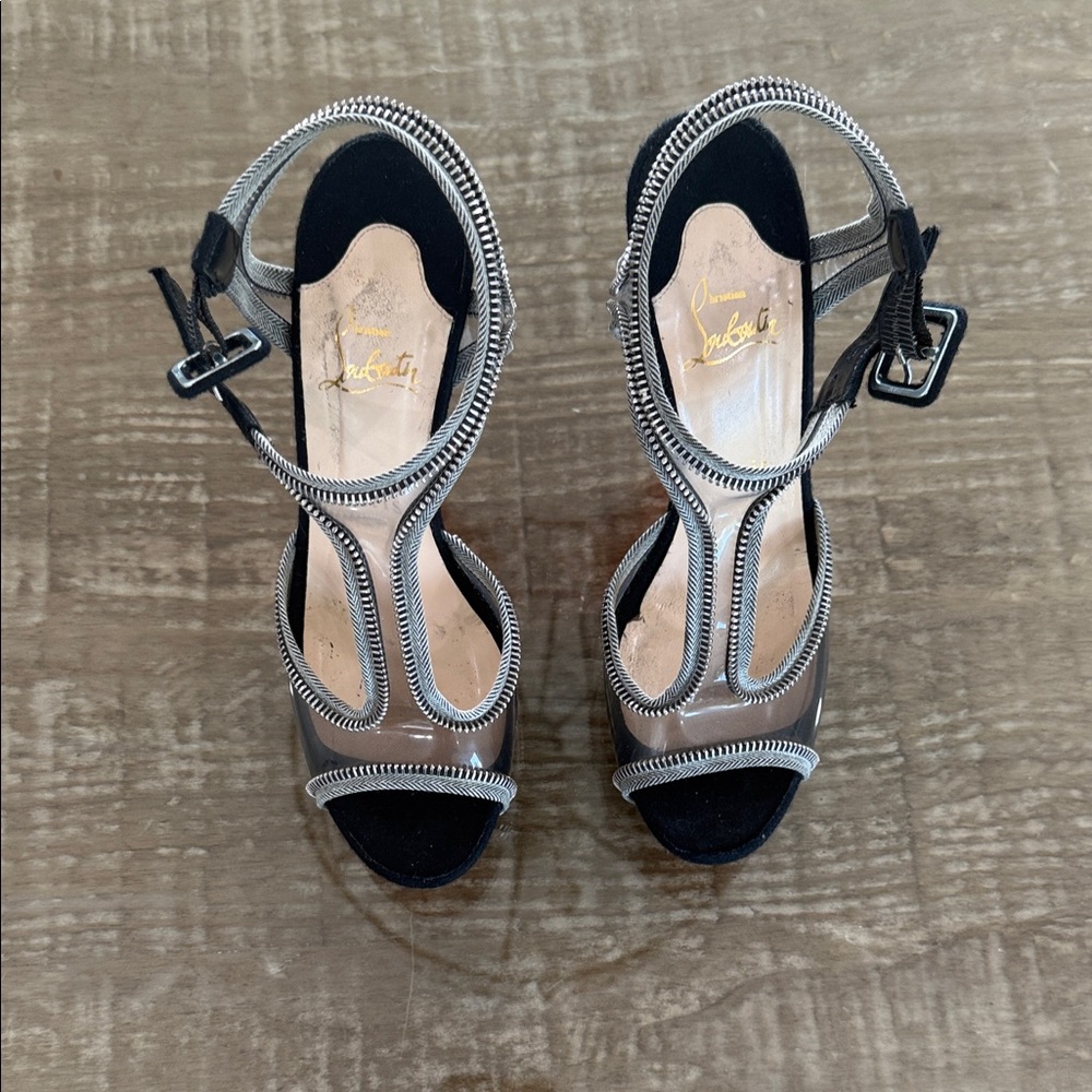 Christian Louboutin Black and Silver Heels